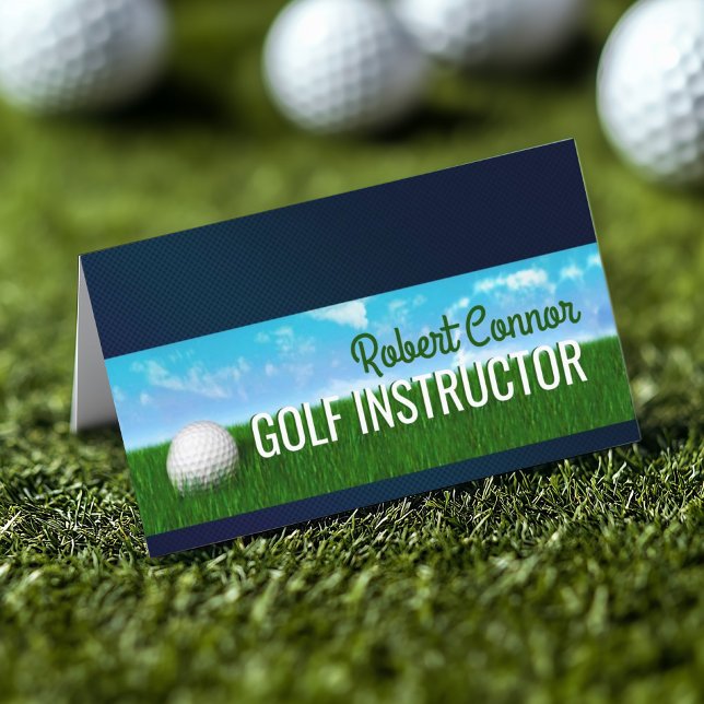 Tarjeta De Visita Instructor de golf Golfer Lessons Tour Grass & Sky (Perfect for business)