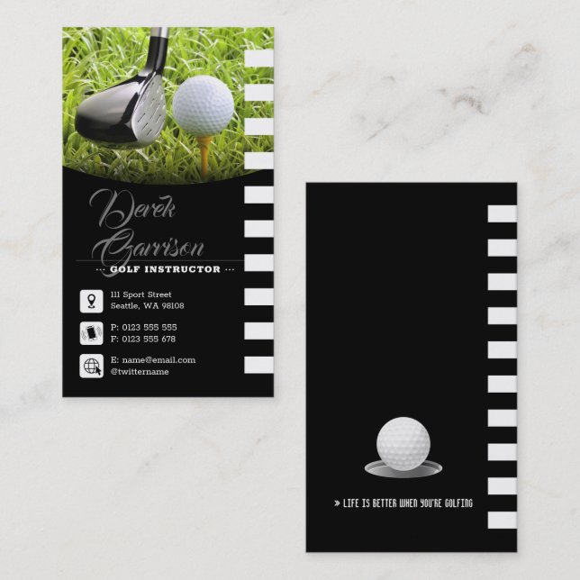 Tarjeta De Visita Instructor de golf | Lecciones de golf profesional (Anverso / Reverso)