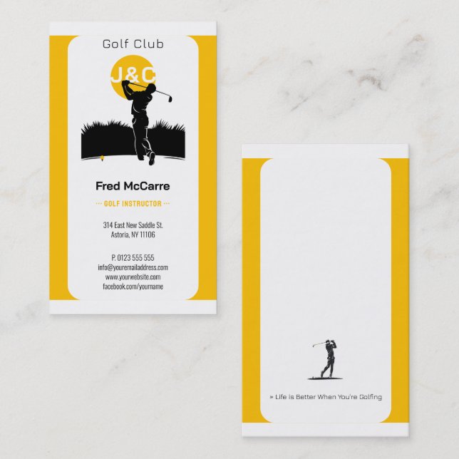 Tarjeta De Visita Instructor de golf | Lecciones de golf profesional (Anverso / Reverso)