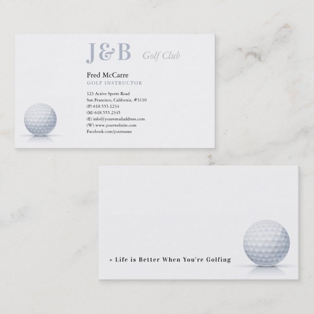 Tarjeta De Visita Instructor de golf | Mejor Club (Anverso / Reverso)