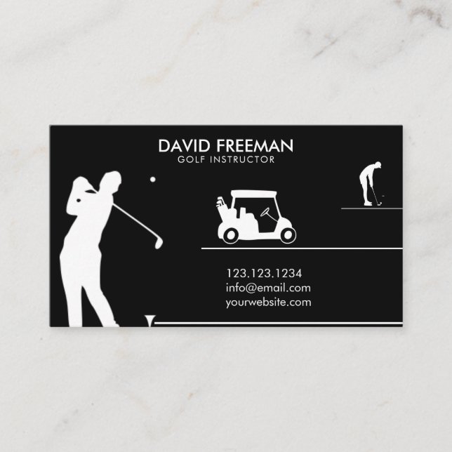 Tarjeta De Visita Instructor de golf moderno para golfistas y carros (Anverso)