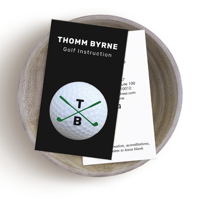 Tarjeta De Visita Instructor de golf Monogrammed Gold Ball Business  (Subido por el creador)