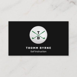 Tarjeta De Visita Instructor de golf Monogrammed Gold Ball Business 