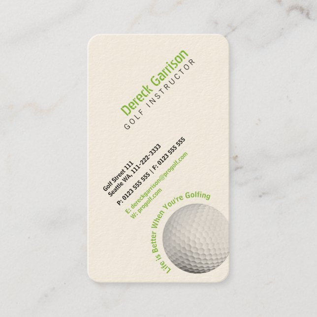 Tarjeta De Visita Instructor de golf | Profesional (Anverso)