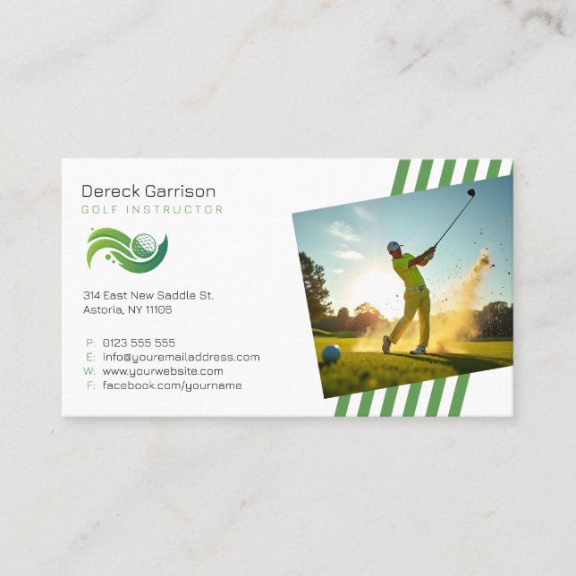 Tarjeta De Visita Instructor de golf | Profesora profesional (Anverso)