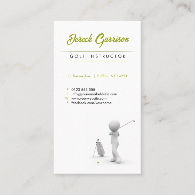 Tarjeta De Visita Instructor de golf | Profesora profesional (Anverso)