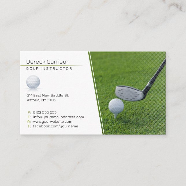 Tarjeta De Visita Instructor de golf | Profesora profesional (Anverso)