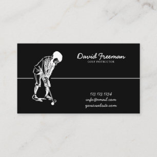 Tarjeta De Visita Instructor de golf Swing Golfer Black
