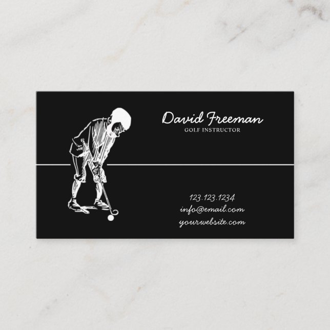 Tarjeta De Visita Instructor de golf Swing Golfer Black (Anverso)