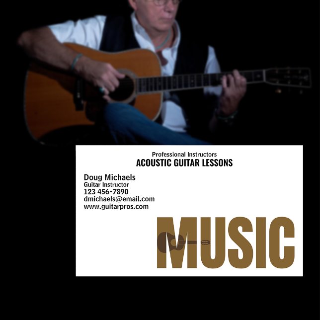 Tarjeta De Visita Instructor de guitarra acústica (Subido por el creador)