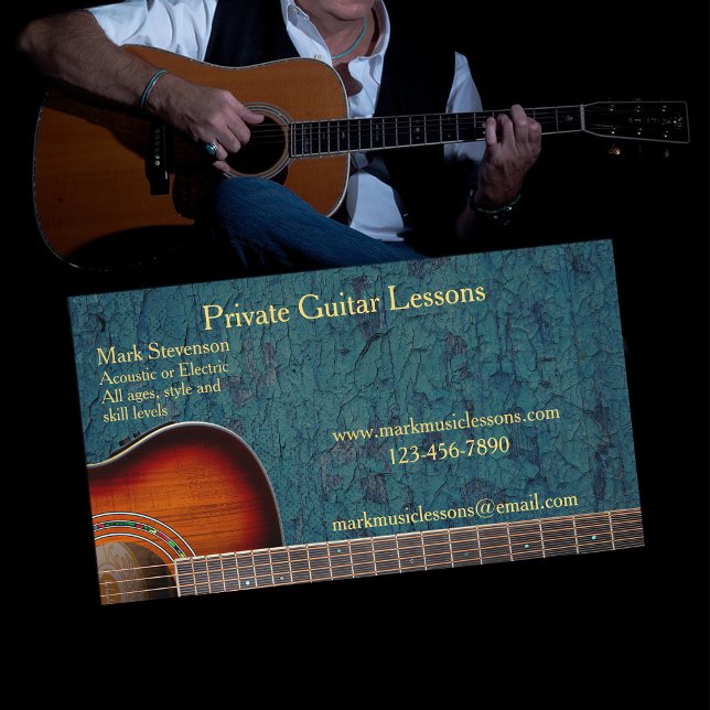 Tarjeta De Visita Instructor de Guitarra Acústica | Eléctrica (Subido por el creador)