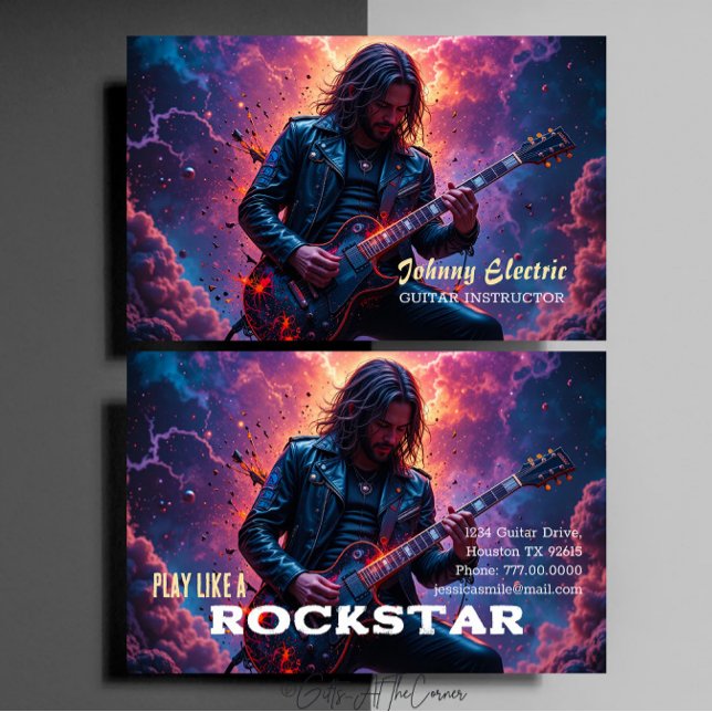Tarjeta De Visita Instructor de guitarra de estrella de rock (Subido por el creador)