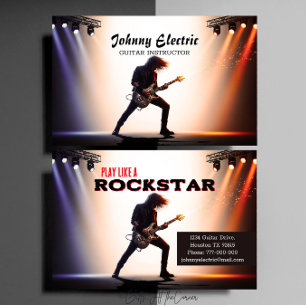 Tarjeta De Visita Instructor de Guitarra de Rock Star
