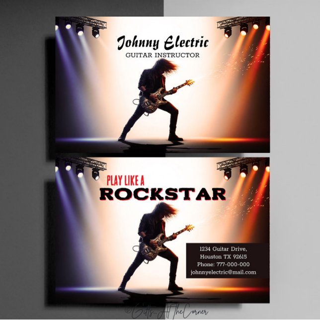 Tarjeta De Visita Instructor de Guitarra de Rock Star (Subido por el creador)