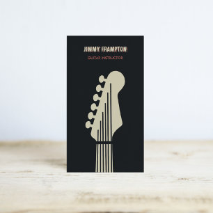 Tarjeta De Visita Instructor de Guitarra Eléctrica Negra, Roja y Bei