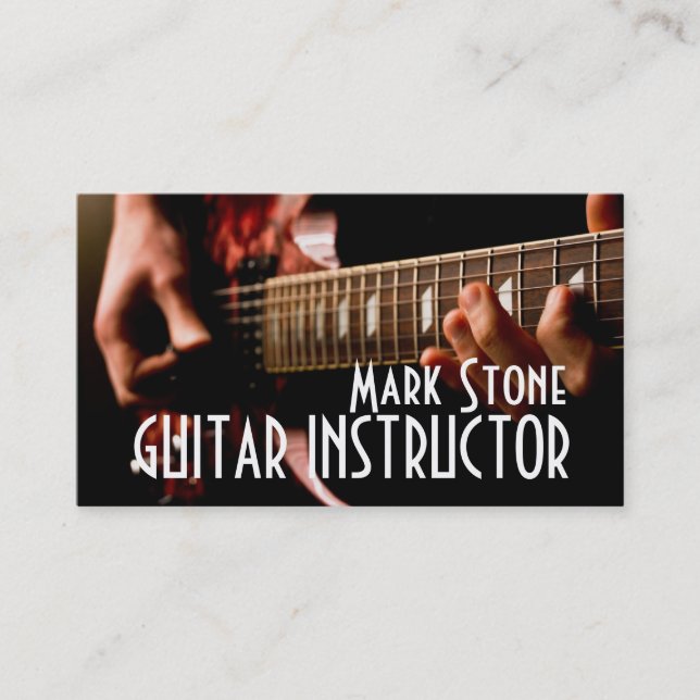 Tarjeta De Visita Instructor de guitarra, música, negocios de instru (Anverso)