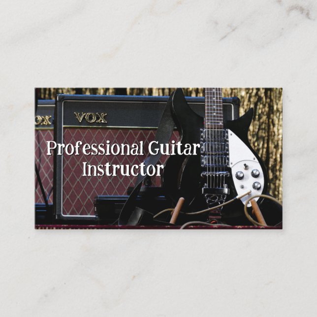 Tarjeta De Visita Instructor de Guitarra Profesional (Anverso)