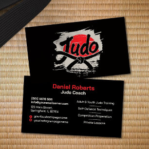 Tarjeta De Visita Instructor de Judo - Cinturón negro y sol