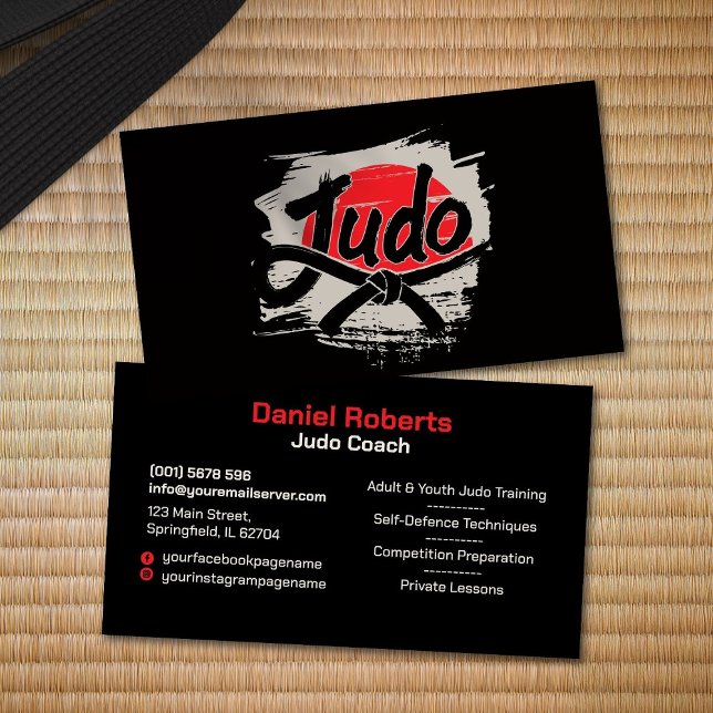 Tarjeta De Visita Instructor de Judo - Cinturón negro y sol (Subido por el creador)