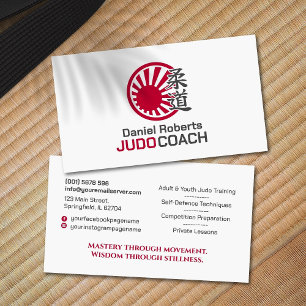 Tarjeta De Visita Instructor de Judo - Kanji y Sol Naciente