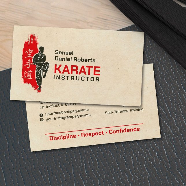 Tarjeta De Visita Instructor de karate - Silueta kanji y karateka (Subido por el creador)