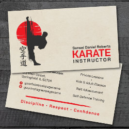 Tarjeta De Visita Instructor de karate - Silueta kanji y karateka