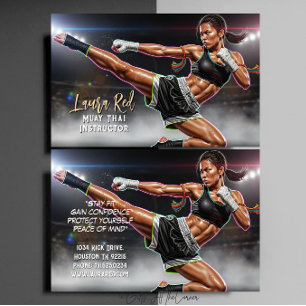 Tarjeta De Visita Instructor de Kickboxing Artes Marciales Muay Thai