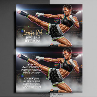 Tarjeta De Visita Instructor de Kickboxing Artes Marciales Muay Thai