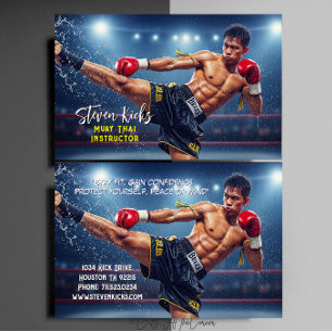 Tarjeta De Visita Instructor de Kickboxing Artes Marciales Muay Thai