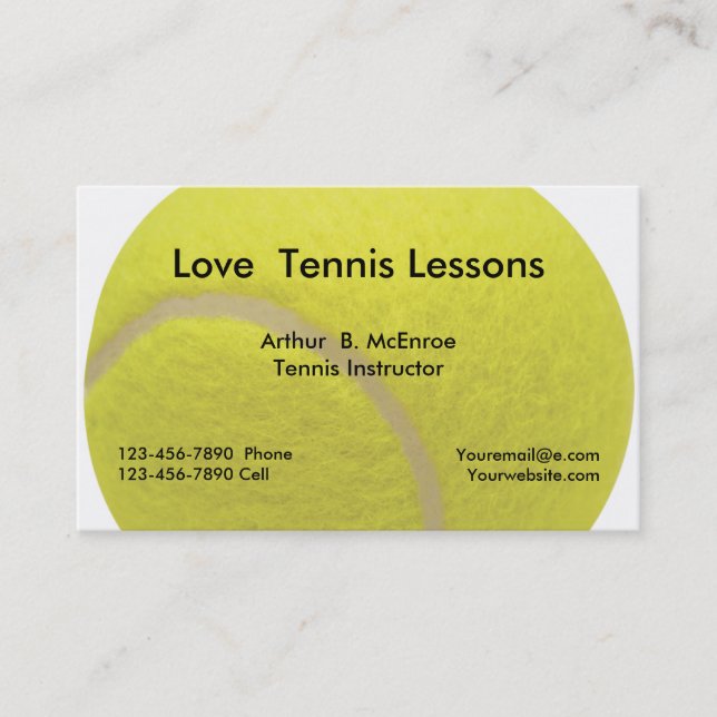 Tarjeta De Visita Instructor de las lecciones de tenis (Anverso)