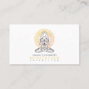 Tarjeta De Visita Instructor de Mediación Lotus Pose Gold Mandala
