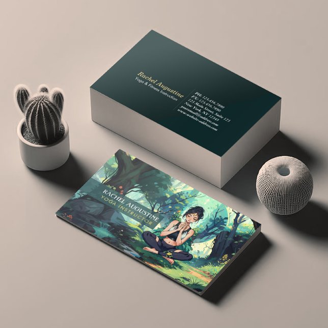 Tarjeta De Visita Instructor de Meditación de Yoga Fitness Forest (Subido por el creador)