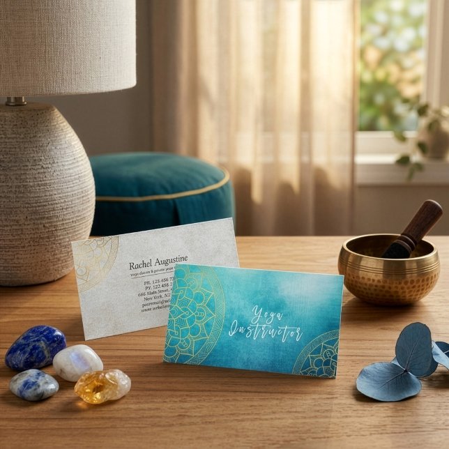 Tarjeta De Visita Instructor de Meditación de Yoga Mandala de Oro Az (Subido por el creador)