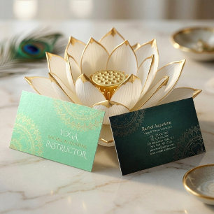 Tarjeta De Visita Instructor de Meditación de Yoga Mandala de Oro Ve