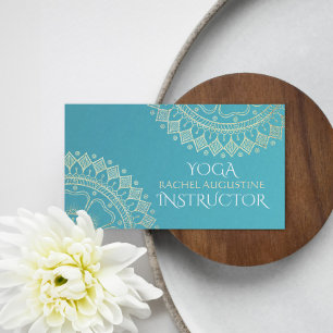 Tarjeta De Visita Instructor de Meditación de Yoga Mandala Verde Azu
