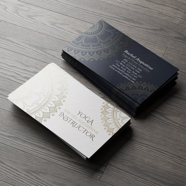 Tarjeta De Visita Instructor de Meditación de Yoga Oro Mandala Marin (Subido por el creador)