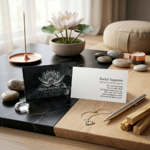 Tarjeta De Visita Instructor de Meditación de YOGA Reiki Loto Negro