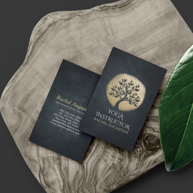 Tarjeta De Visita Instructor de Meditación en Estudio de Yoga Árbol  (Subido por el creador)