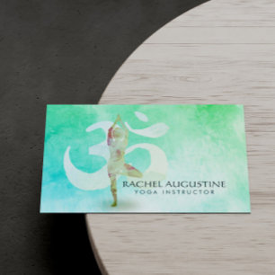 Tarjeta De Visita Instructor de Meditación Pose de Yoga Acuarela Sig