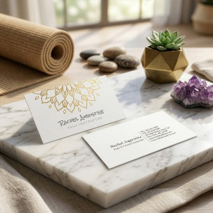 Tarjeta De Visita Instructor de Meditación YOGA Chic Mandala Blanco
