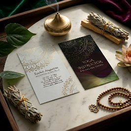 Tarjeta De Visita Instructor de Meditación Yoga Chic Mandala Negro O