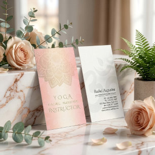 Tarjeta De Visita Instructor de Meditación YOGA Chic Rosa Dorado Man