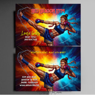Tarjeta De Visita Instructor de Muay Thai Artes Marciales Kickboxing