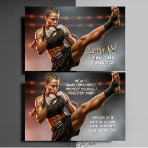 Tarjeta De Visita Instructor de Muay Thai Artes Marciales Kickboxing