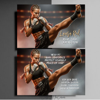 Tarjeta De Visita Instructor de Muay Thai Artes Marciales Kickboxing