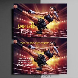 Tarjeta De Visita Instructor de Muay Thai Artes Marciales Kickboxing