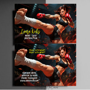 Tarjeta De Visita Instructor de Muay Thai Kickboxing Artes Marciales