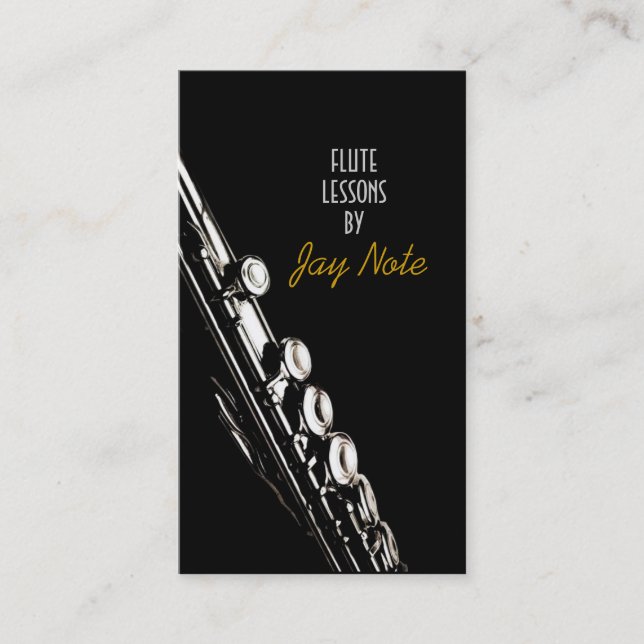 Tarjeta De Visita Instructor de música de instrumentos de Flute Less (Anverso)