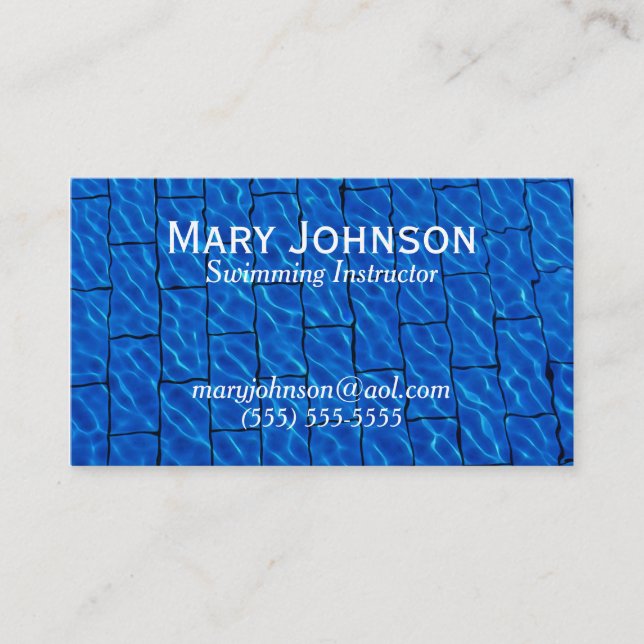 Tarjeta De Visita Instructor De Natación Entrenador De Natación Prof (Anverso)