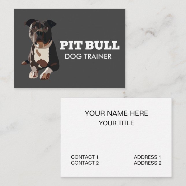 Tarjeta De Visita Instructor de Perro de Pitbull (Anverso / Reverso)